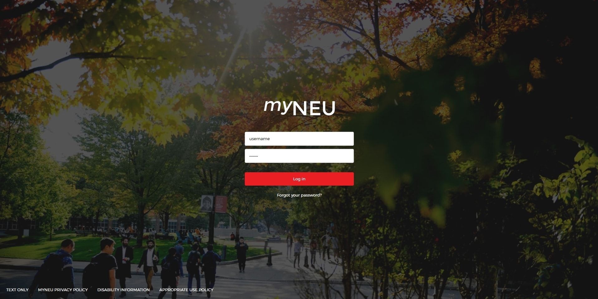 New login page that cycles 20 different backgrounds from all around
        campus