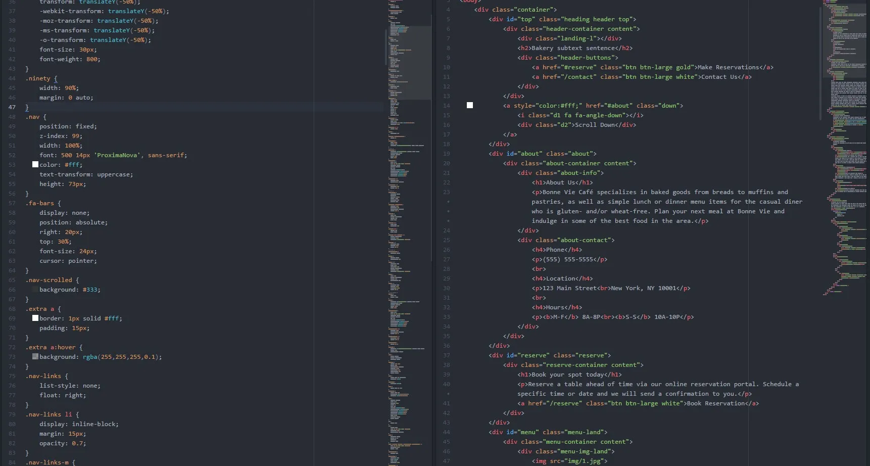 Stylesheet and index side-by-side
